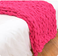 HKM-007699 Coarse Wool Chenille Blanket - Soft, Warm, and Versatile in Multiple Colors