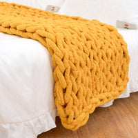 HKM-007699 Coarse Wool Chenille Blanket - Soft, Warm, and Versatile in Multiple Colors