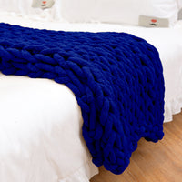 HKM-007699 Coarse Wool Chenille Blanket - Soft, Warm, and Versatile in Multiple Colors