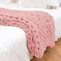 HKM-007699 Coarse Wool Chenille Blanket - Soft, Warm, and Versatile in Multiple Colors