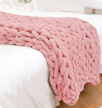 HKM-007699 Coarse Wool Chenille Blanket - Soft, Warm, and Versatile in Multiple Colors