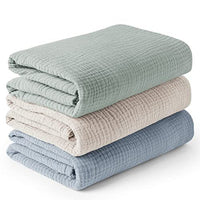 HKM-007699 Soft Cotton Gauze Hug Blanket Set - Three-Piece, Multilayer Designs, 100x100cm & 120x120cm