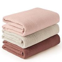 HKM-007699 Soft Cotton Gauze Hug Blanket Set - Three-Piece, Multilayer Designs, 100x100cm & 120x120cm