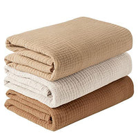 HKM-007699 Soft Cotton Gauze Hug Blanket Set - Three-Piece, Multilayer Designs, 100x100cm & 120x120cm