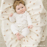 HKM-007699 Soft Cotton Gauze Hug Blanket Set - Three-Piece, Multilayer Designs, 100x100cm & 120x120cm