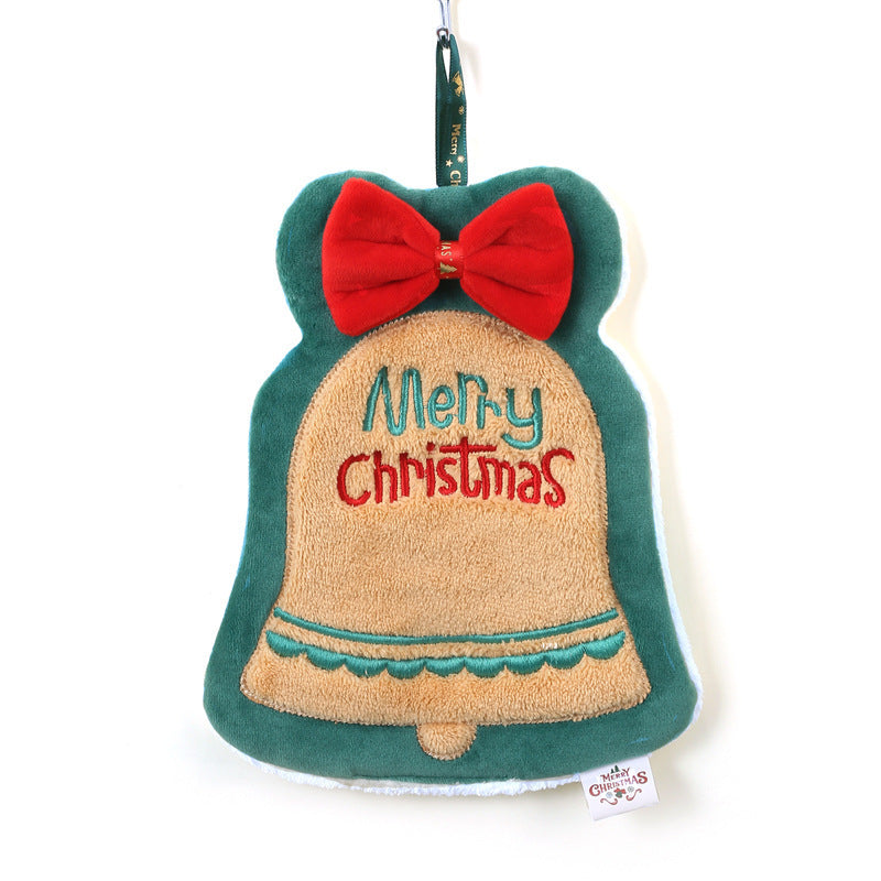 HKM-007827 Christmas Themed Coral Fleece Hand Towel - Santa, Snowman, Tree Designs