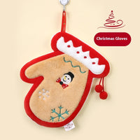 HKM-007827 Christmas Themed Coral Fleece Hand Towel - Santa, Snowman, Tree Designs