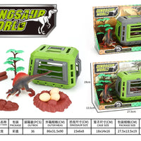 HKM-007955 Dinosaur Escape Operation Game Toy Set with Miniature Tyrannosaurus Rex and Cage for Indoor Pretend Play