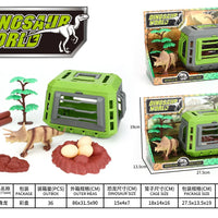 HKM-007955 Dinosaur Escape Operation Game Toy Set with Miniature Tyrannosaurus Rex and Cage for Indoor Pretend Play