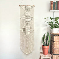 HKM-008019 Beige Hand-Woven Cotton Tapestry - Nordic Style Wall Hanging for Home Decor