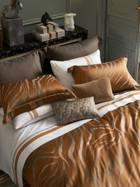 HKM-008019 Cotton Four-Piece Bedding Set with Geometric Pattern for Queen and King Size Beds