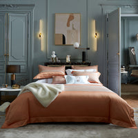 HKM-008019 Cotton Four-Piece Bedding Set with Geometric Pattern for Queen and King Size Beds