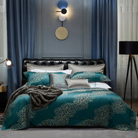 HKM-008019 Cotton Four-Piece Bedding Set with Geometric Pattern for Queen and King Size Beds