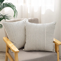 HKM-008147 Striped Canvas Pillow Cover for Sofa and Bedroom - 45x45cm
