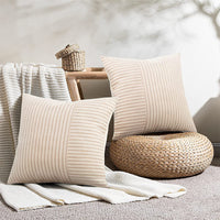 HKM-008147 Striped Canvas Pillow Cover for Sofa and Bedroom - 45x45cm