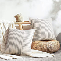 HKM-008147 Striped Canvas Pillow Cover for Sofa and Bedroom - 45x45cm