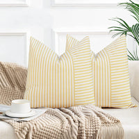 HKM-008147 Striped Canvas Pillow Cover for Sofa and Bedroom - 45x45cm