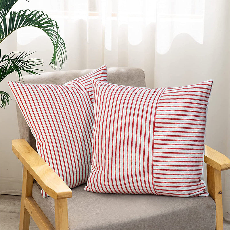 HKM-008147 Striped Canvas Pillow Cover for Sofa and Bedroom - 45x45cm