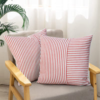 HKM-008147 Striped Canvas Pillow Cover for Sofa and Bedroom - 45x45cm