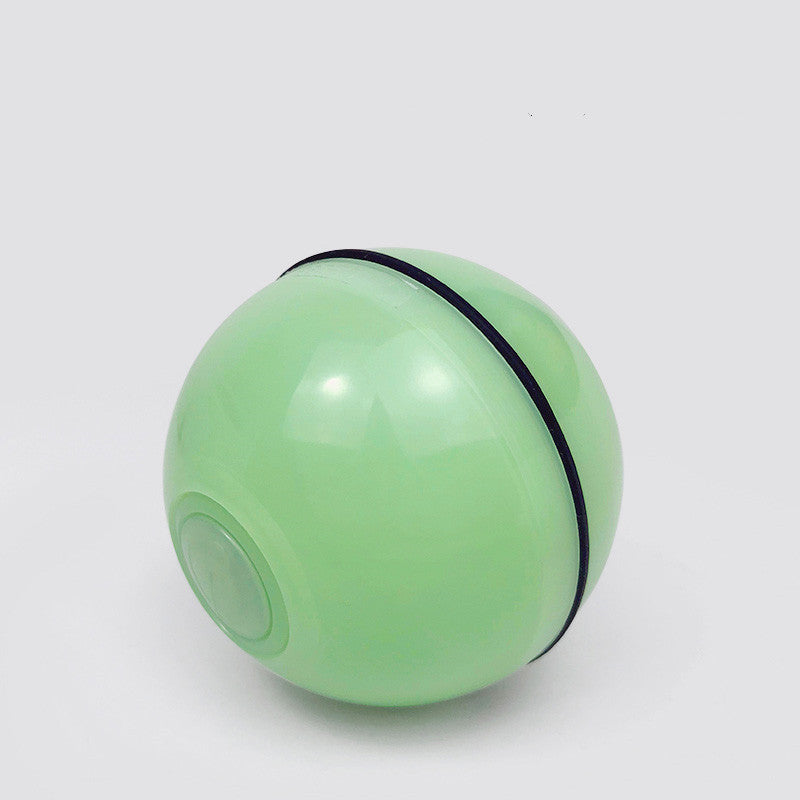 HKM-008211 LED Cat Laser Toy Ball with Replaceable Feather - USB Rechargeable Rolling Play Ball for Pet Fun