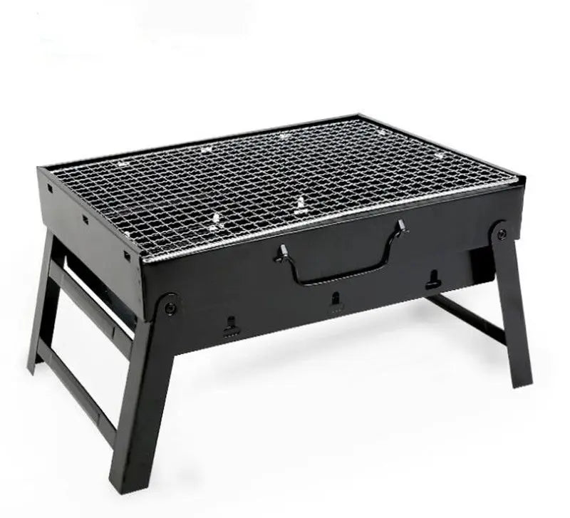 KTX-008211 Portable Charcoal BBQ Grill, Folding Outdoor Smoker for Camping, Picnics, and Beach Use, Steel Construction