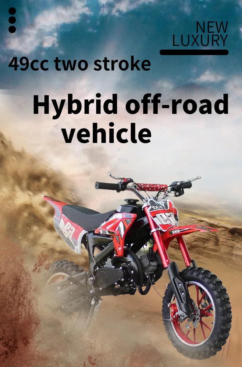 KTX-008275 50cc Mini Dirt Bike for Kids - Gas Powered, 2 Stroke, 10-Inch Wheels, Disc Brakes, 40km/h Speed