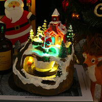 HKM-008467 Rotating Train Resin Christmas Decorations with USB Cable - Snowman, Old Man, Tree Styles