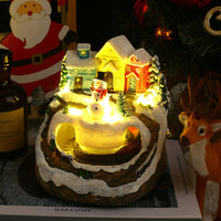 HKM-008467 Rotating Train Resin Christmas Decorations with USB Cable - Snowman, Old Man, Tree Styles