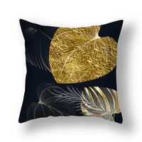 HKM-008531 Ginkgo Leaf Printed Pillow Cover in Modern Design, 45x45cm, Soft Fabric