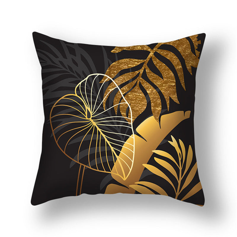 KTX-008531 Ginkgo Leaf Printed Pillow Cover in Modern Design, 45x45cm, Soft Fabric