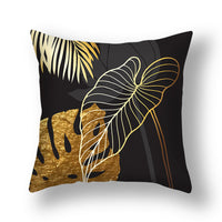 HKM-008531 Ginkgo Leaf Printed Pillow Cover in Modern Design, 45x45cm, Soft Fabric