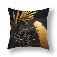 HKM-008531 Ginkgo Leaf Printed Pillow Cover in Modern Design, 45x45cm, Soft Fabric