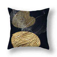 HKM-008531 Ginkgo Leaf Printed Pillow Cover in Modern Design, 45x45cm, Soft Fabric