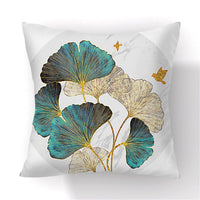HKM-008531 Ginkgo Leaf Printed Pillow Cover in Modern Design, 45x45cm, Soft Fabric