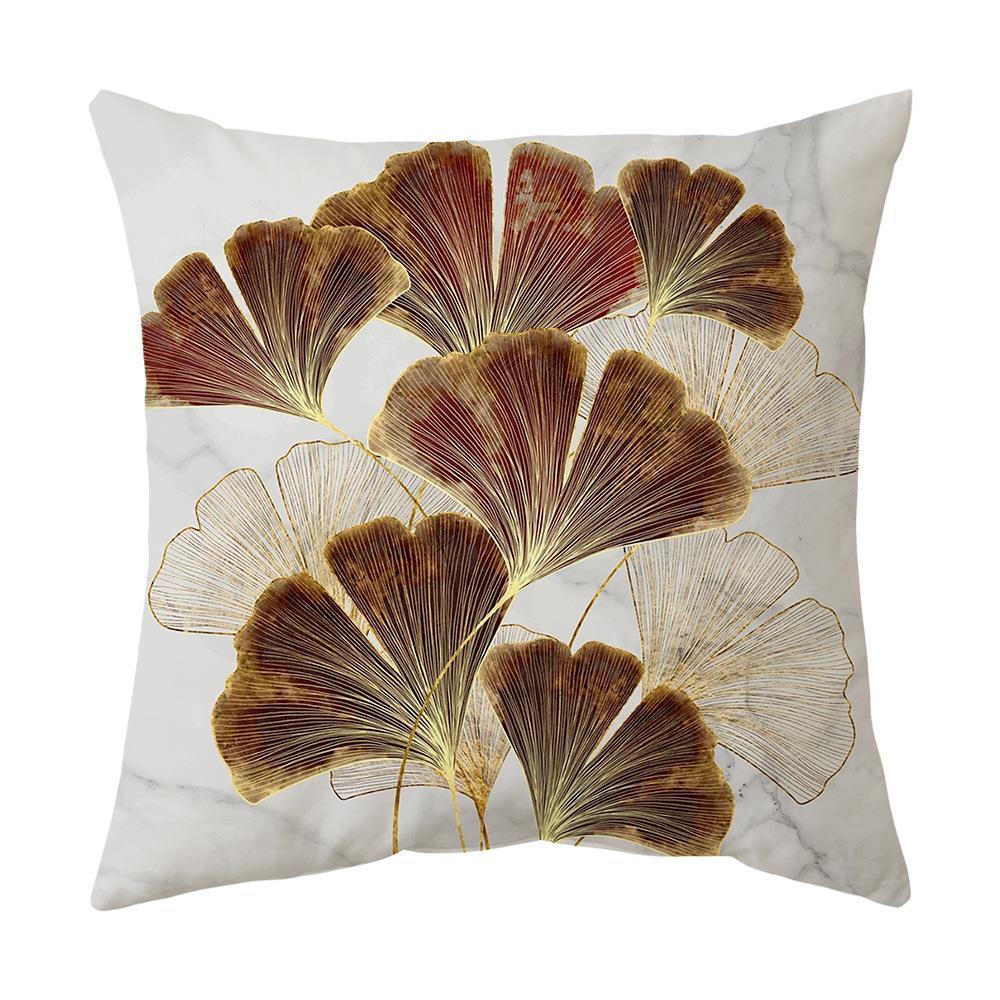 KTX-008531 Ginkgo Leaf Printed Pillow Cover in Modern Design, 45x45cm, Soft Fabric