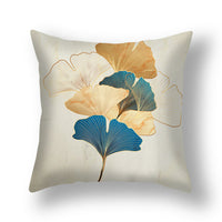 HKM-008531 Ginkgo Leaf Printed Pillow Cover in Modern Design, 45x45cm, Soft Fabric