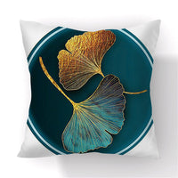 HKM-008531 Ginkgo Leaf Printed Pillow Cover in Modern Design, 45x45cm, Soft Fabric