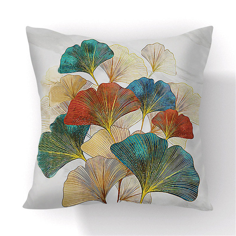 KTX-008531 Ginkgo Leaf Printed Pillow Cover in Modern Design, 45x45cm, Soft Fabric