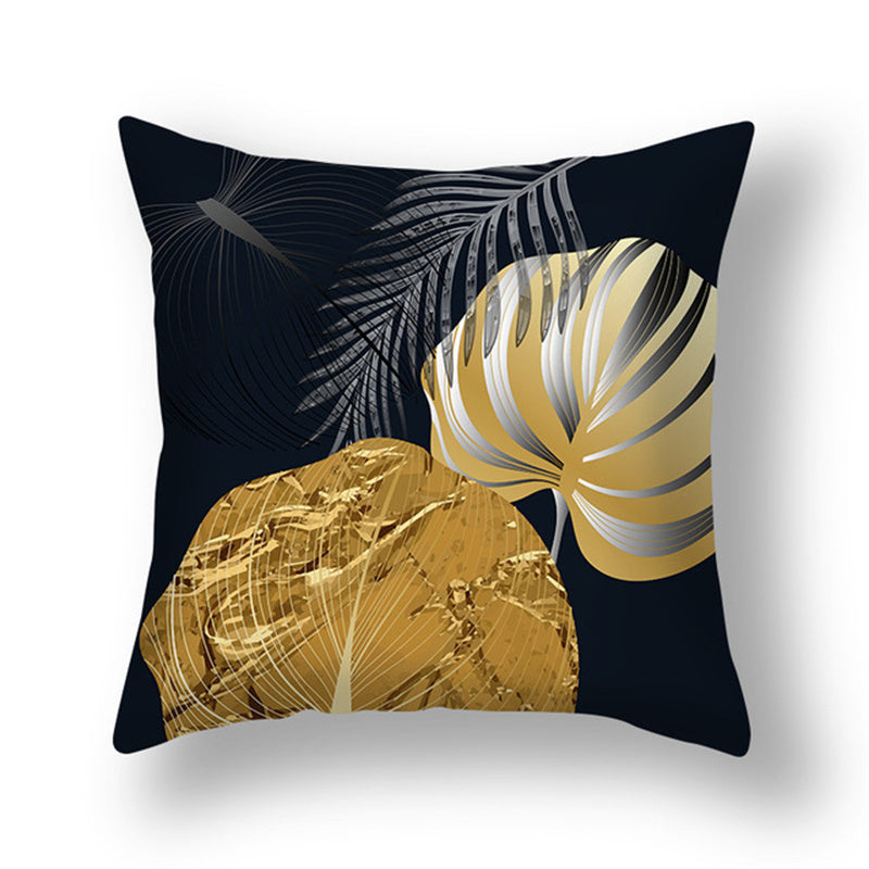 KTX-008531 Ginkgo Leaf Printed Pillow Cover in Modern Design, 45x45cm, Soft Fabric