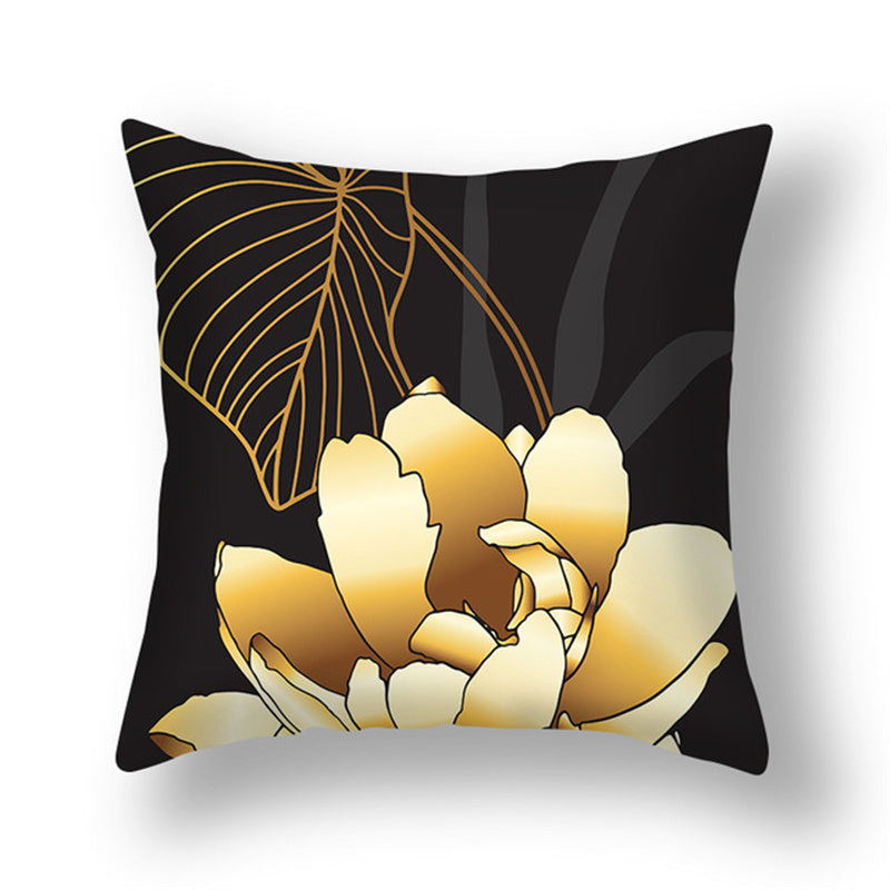 KTX-008531 Ginkgo Leaf Printed Pillow Cover in Modern Design, 45x45cm, Soft Fabric
