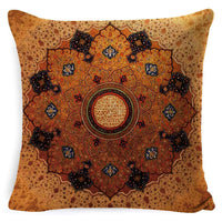 HKM-008659 Bohemian Mandala Linen Cushion Cover for Bedside and Sofa, 45x45 cm