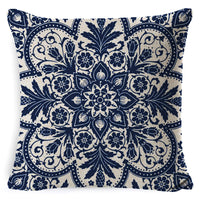 HKM-008659 Bohemian Mandala Linen Cushion Cover for Bedside and Sofa, 45x45 cm