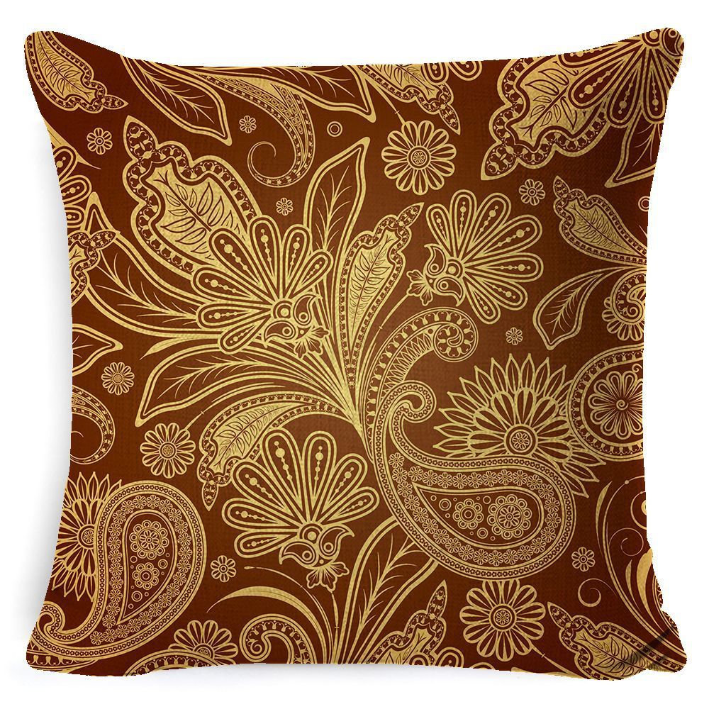 HKM-008659 Bohemian Mandala Linen Cushion Cover for Bedside and Sofa, 45x45 cm