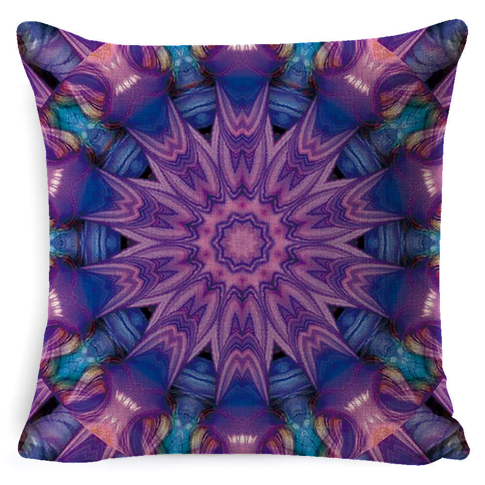 HKM-008659 Bohemian Mandala Linen Cushion Cover for Bedside and Sofa, 45x45 cm