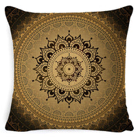 HKM-008659 Bohemian Mandala Linen Cushion Cover for Bedside and Sofa, 45x45 cm
