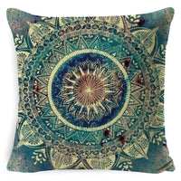 HKM-008659 Bohemian Mandala Linen Cushion Cover for Bedside and Sofa, 45x45 cm
