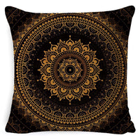 HKM-008659 Bohemian Mandala Linen Cushion Cover for Bedside and Sofa, 45x45 cm
