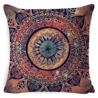 HKM-008659 Bohemian Mandala Linen Cushion Cover for Bedside and Sofa, 45x45 cm