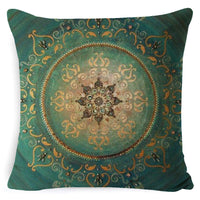HKM-008659 Bohemian Mandala Linen Cushion Cover for Bedside and Sofa, 45x45 cm