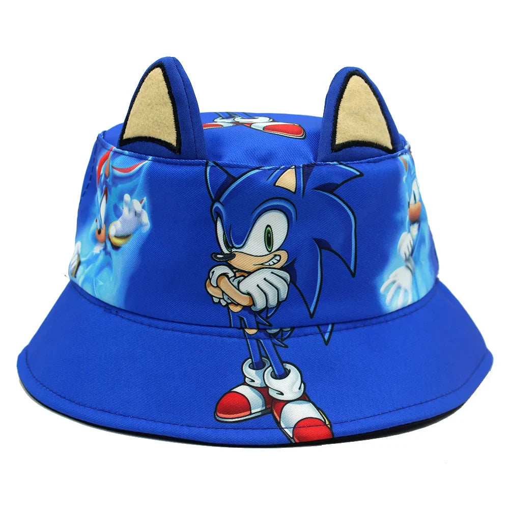 HKM-008851 Children's Cartoon Character Stitched Fisherman Sunshade Hat for Outdoor Fun